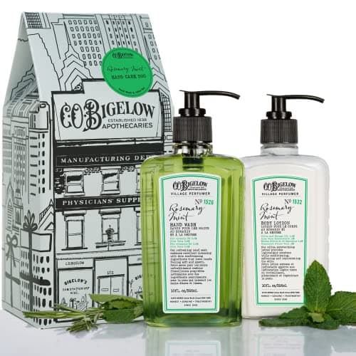 C.O. Bigelow Rosemary Mint Hand Care Duo, Hand Soap & Lotion Gift Set, Set of Two - Apothecary Hand Care for Dry Skin with Moisturizing Lotion & Liquid Hand Wash - 10fl oz Each