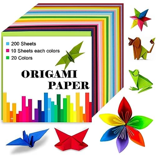 Origami Paper Double Sided Color 200 Sheets,6x6 inch 20 Colors,Origami Paper kit for kids,Colored Paper Kit Gifts for Beginners (Colorful)