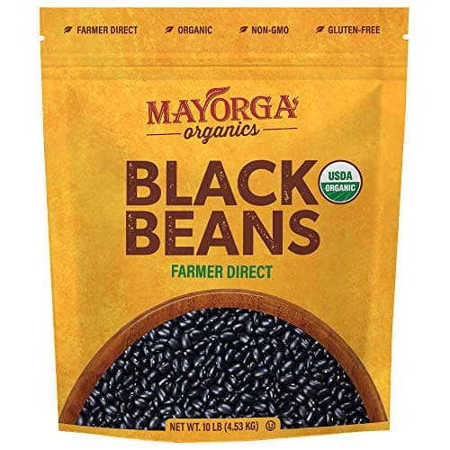 Organic Dry Black Beans by Mayorga, USDA Organic Certified, Gluten-Free, Non-GMO Verified, Direct Trade, Kosher, Frijoles Negros, 10 lb Resealable Bag