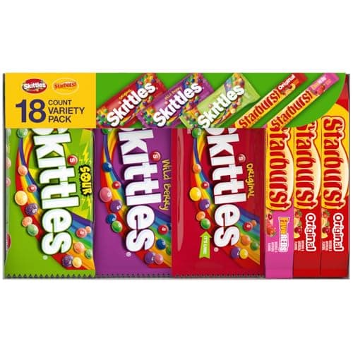 SKITTLES & STARBURST Assorted Candy Variety Pack for Holidays, Gifts, Parties, Candy Assortment, 37.05 oz (18 Count) Bulk Box