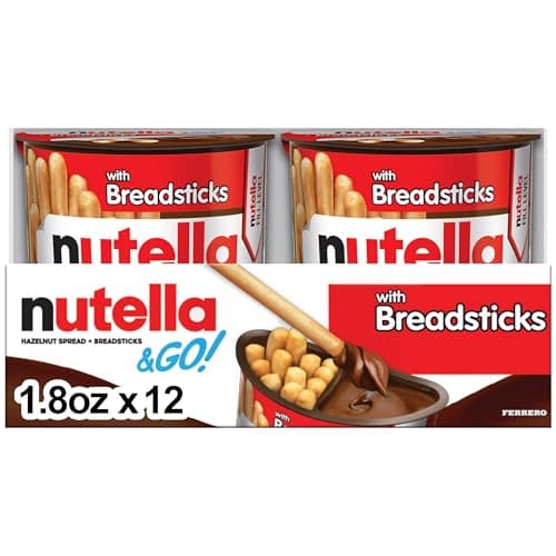 Nutella & GO! Bulk 12 Pack, Hazelnut and Cocoa Spread with Breadsticks, Snack Cups, 1.8 oz Each