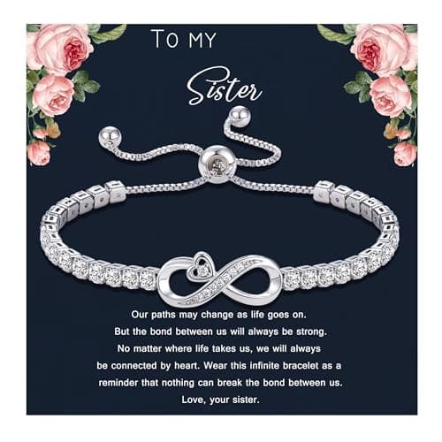 Btysun Sister Birthday Gifts Idea Infinity Bracelets for Women Big Sister Gifts for Teen Sweet Tennis Adjustable Bracelet Graduation Gifts for Her Jewelry