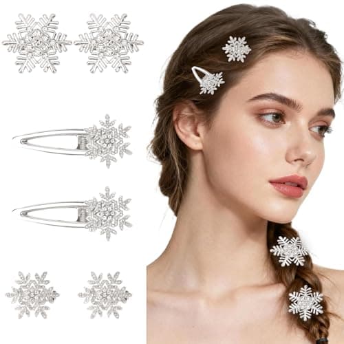 Sparkly Rhinestone Snowflake Hair Clips for Women Silver Snowflake Hair Clips for Women and Girls Christmas Hair Accessories