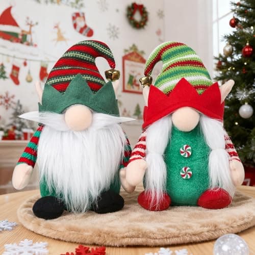 Tamicio 2PCS Christmas Gnomes Plush Decorations - Christmas Swedish Santa Gnome Dolls Farmhouse Tiered Tray Decor, Xmas Table Fireplace Decorations Ornament for Indoor Home Decor