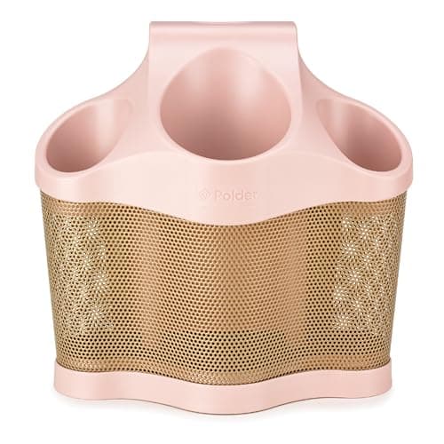 Polder Style Station, Hair Tool Organizer for Hair Dryer, Curling Iron, and Hair Straightener, Easy-to-Store Hair Styling Station, Blush and Bronze