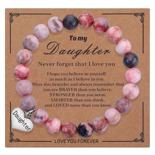 iWenSheng Daughter Gift from Mom Dad - Inspirational Daughters Bracelet from Mother Father, Birthday Christmas Graduation Valentine's Day Gifts for Daughter