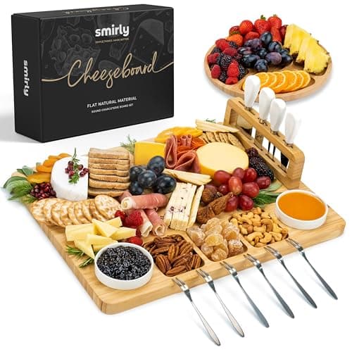 SMIRLY Charcuterie Boards Gift Set: Charcuterie Board Set, Bamboo Cheese Board Set - House Warming Gifts New Home, Wedding Gifts for Couple, Bridal Shower Gift