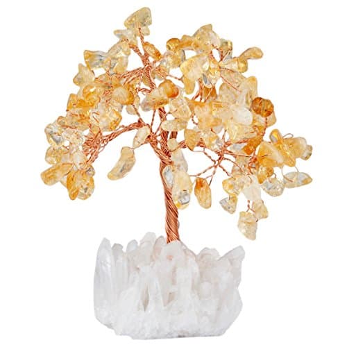 mookaitedecor Citrine Crystal Tree, Quartz Cluster Rock Crystal Base Bonsai Money Tree for Wealth and Luck