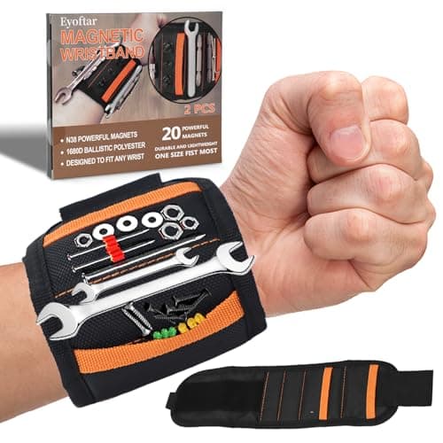 Magnetic Wristband for Tools (2-Pack) - Tool Belt for Men & Women - Heavy Duty 20-Magnet for Hands-Free DIY & Construction, Holds Screws, Nails, Bits - Ideal Gift for Men, Handyman, Husband