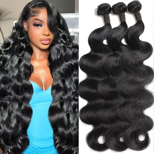 15A Grade Body Wave Bundles Human Hair 16 18 20 Inch 100% Unprocessed Virgin Brazilian 3 Bundles Human Hair 300g Human Hair Bundles Hair Extensions Natural Color For Women(16 18 20 Inch)
