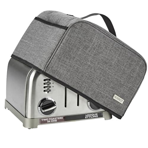 HOMEST Toaster Cover with Pockets Compatible with Cuisinart 4 Slice, Can Hold Jam Spreader Knife & Toast Machine Tongs, Dust and Fingerprint Protection, Grey