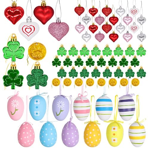 Best Easter Decorations #8 from Bunny Chorus Valentines Day Decor Tree Decorations Set, 72 Pcs Ornaments for Valentine's Day St Patricks Easter Tree, Plastic Heart Shamrock Easter Egg for The Home Wedding Dinner Gifts Table Tiered Tray Decor