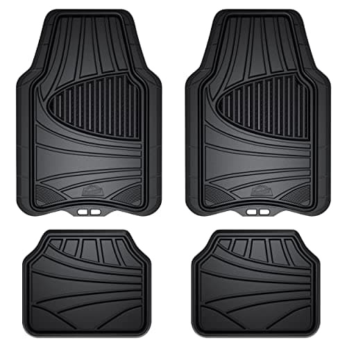 Armor All 4-Piece Floor Mats, All-Weather Car Mats, Trim-to-Fit Floor Liner, Full Coverage Automotive Floor Mats, Custom Fit Floor Mats for Cars, Trucks, SUVs -- Black