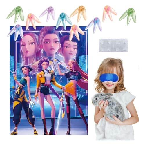 DiXteption 27 Pcs Cute Anime Characters Poster, Cartoon Wall Posters, Includes 1 Poster, 2 Eye Masks, and 24 Stickers.