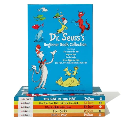 Dr. Seuss's Beginner Book Boxed Set Collection: The Cat in the Hat; One Fish Two Fish Red Fish Blue Fish; Green Eggs and Ham; Hop on Pop; Fox in Socks