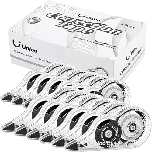 Best Correction Tapes #9 from Unjoo Unjoo White Correction Tape, Easy To Use Applicator for Instant Corrections Wrong Writing At Any Time, For school, Office (12pack, 5M/196" x 0.2", Black)