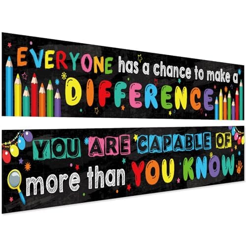 2 Pack Motivational Classroom Banner Poster 9.5 x 61 Inch Positive and Inspirational Growth Mindset Banner for Preschool Elementary Students Teachers Educational Classroom School Bulletin Board Decor