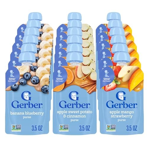 Gerber Baby Food Pouches, Toddler 12+ Months, Assorted Fruit Variety Pack, 3.5 Ounce (Set of 18)