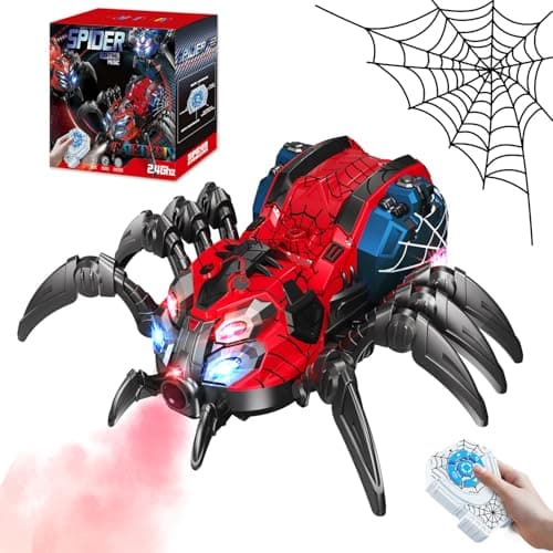 Remote Control Spider, Robot Spider Toy with 2.4 GHz Remote Controller, RC Spider Robot with Spray/Lights/Music, Realistic Spider Gift for Kids Boys, Halloween, Christmas, Holiday Toys for Party Prank