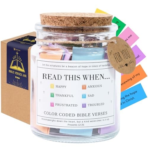 Read This When Bible Verses Jar for Daily Encouragement – Christian, Birthday & Christmas Gifts for Women; Great Gift for Mom, White Elephant Gift & Stocking Stuffer for Women