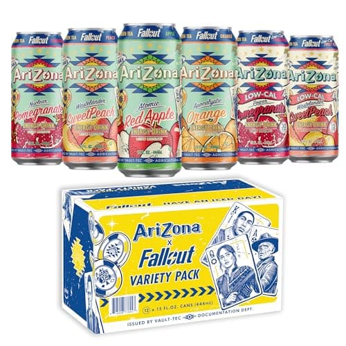 AriZona x Fallout Green Tea Energy Drink, Variety Pack - 6 Flavors, 15 fl oz (Pack of 12) - 190mg Caffeine per Can