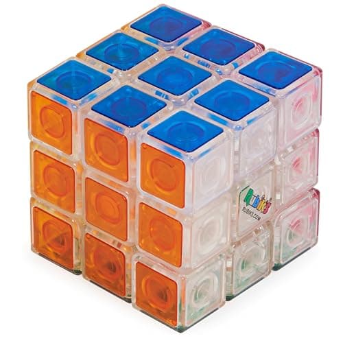 Rubik’s Cube, Crystal Cube, Transparent 3x3 Color-Matching Puzzle Game, Problem-Solving Brain Teaser, Classic Color-Matching Puzzle, Fidget Toy, Sensory Puzzle for Adults, Teens, Kids, Ages 8 & Up