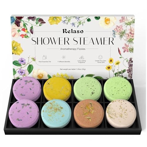 Relaso Shower Steamers Aromatherapy 8 Pack, Birthday Gifts for Women Men & Luxury Gift Box Packaging, Premium Shower Bombs with Natural Essential Oils, Home Spa Stress Relief, Relaxation Self Care