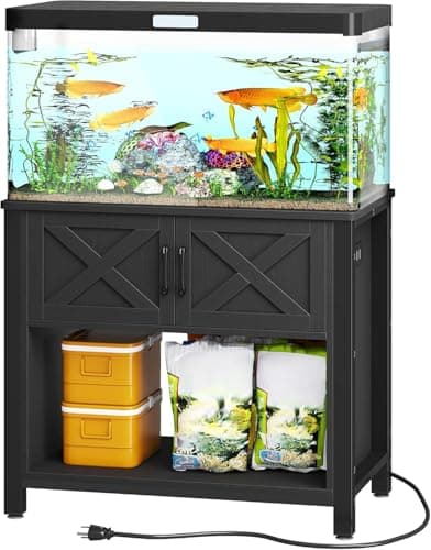 YITAHOME Heavy Duty 40-50 Gallon Aquarium Stand with Power Outlets, Cabinet for Fish Tank Accessories Storage - Metal Fish Tank Stand Suitable for Fish, Turtle, 660LBS Capacity, Black