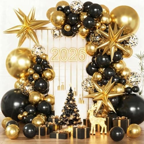 KARLURE Black and Gold Balloon Arch Kit, Black and Gold Party Decorations for Birthday Bachelorette Retirement Office Christmas 2026 New Years Eve Graduation Anniversary Party Decorations