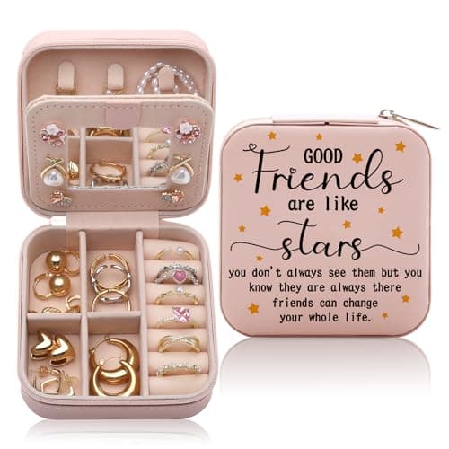 Friendship Gifts for Women Jewelry Box, Best Friend Bestie Gifts, Birthday Gifts for Women Friendship, Good Friends Are Like Stars Jewelry Case, Cool Gifts for Female Friend Jewelry Organizer Holder