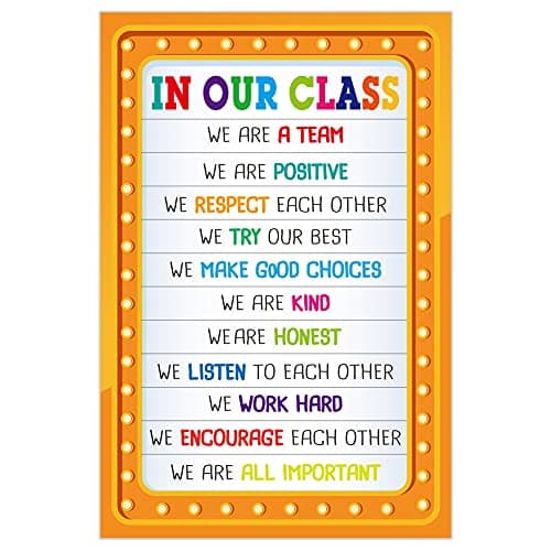 FaCraft Classroom Rules Poster - Motivational Posters for Classroom Decorations Laminated Inspirational Class Rules Poster for Elementary Middle School Back to School Teacher Supplies