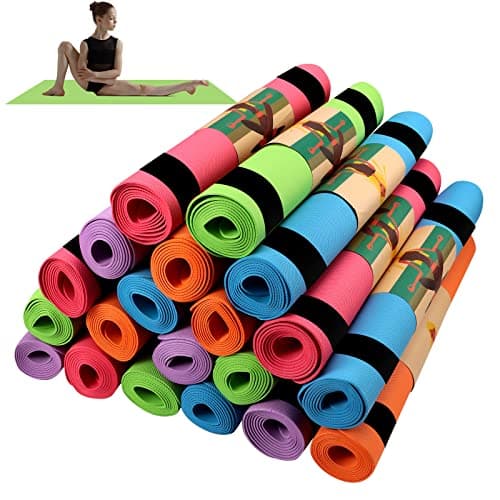 Nuanchu 20 Pcs Yoga Mats Bulk for Kids 60 x 24 x 0.12 Inch Children Yoga Mats with 20 Pcs Carrying Straps Kid Exercise Mat Non Slip Soft Fitness Mats for Kids Toddler Yoga Class Gym Home Workout