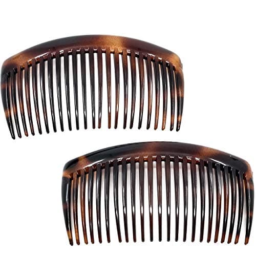 Camila Paris AD66/2 French Side Comb Large Curved Tortoiseshell Hair Combs for Women Fine Hair, 4 Inch Strong Hold Hair Comb for Women Bun Chignon Up-Do Styling Girls Hair Accessories, Made in France