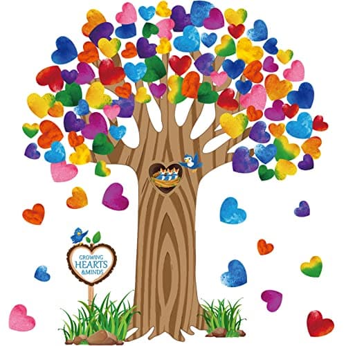 Pajean Valentines Day Bulletin Board Decorations Classroom Tree Bulletin Board Set Hearts Cutouts Classroom Tree Wall Decor for Elementary School Chalkboard Supplies (Lovely Style)