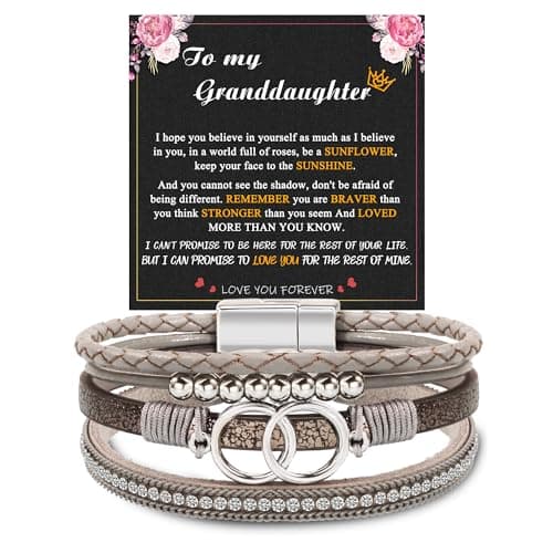 Btysun Valentines Day Gifts for Teens Granddaughter Gifts from Grandma Boho Leather Bracelets for Women Teen Gifts Birthday Layered Valentiens Day Gift Christmas Jewelry