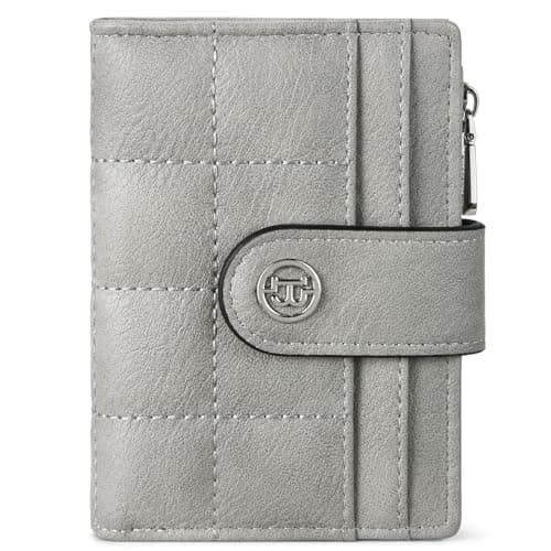 Best Grey Wallets #3 from BOSTANTEN BOSTANTEN Small Wallet for Women Leather RFID Blocking Card Holder Bifold Compact Wallets With Zipper Coin Pocket Grey