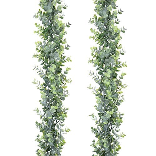 Best Spring Garlands #7 from DearHouse DearHouse Faux Eucalyptus Garland Plant, 2 Pack Artificial Vines Hanging Eucalyptus Leaves Greenery Garland for Wedding Backdrop Arch Wall Decor, 6 Feet/pcs UV Protected Indoor Outdoor