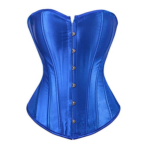 Kranchungel Plus Size Corsets for Women Vintage Royal Blue Corset Top Satin Bustier Corset Overbust 5X-Large