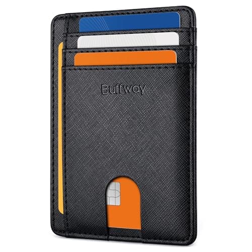 Buffway Slim Minimalist Front Pocket RFID Blocking Leather Wallets for Men and Women