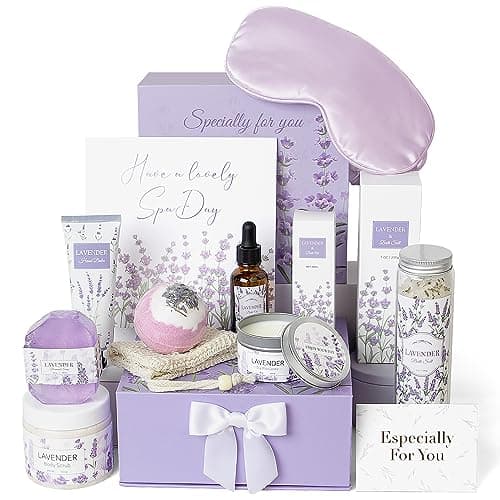 Lavender Spa Gifts Set, 11 Pcs Bath Gift Set for Women, Relaxing Spa Gifts, Bath Spa Gift Basket for Women, Self Care Gifts, Care Package, Home Spa Products, Birthday Gifts for Women, Lavender Gifts