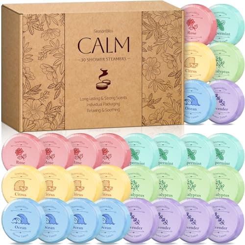 Shower Steamers 30 PCS with Individually Wrapped, Shower Bombs for Women with 6 Rich Scents, Rose Peppermint Citrus Eucalyptus Ocean Lavender, Valentines Birthday Mother's Day Present for Mom Wife Men