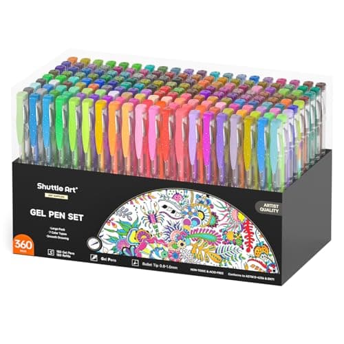 Shuttle Art 360 Pack Gel Pens Set, 180 Colors Gel Pen Set Plus 180 Color Refills Perfect for Adult Coloring Books Doodling Drawing Art Markers