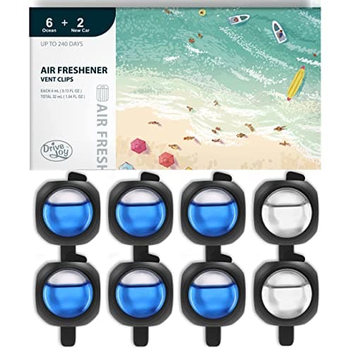 DRIVEJOY Car Air Freshener Vent Clips, 8 PK, 6 Ocean, 2 New Car Scent, Long Lasting Air Fresheners for Men & Women, Up to 240 Days, Odor Eliminator