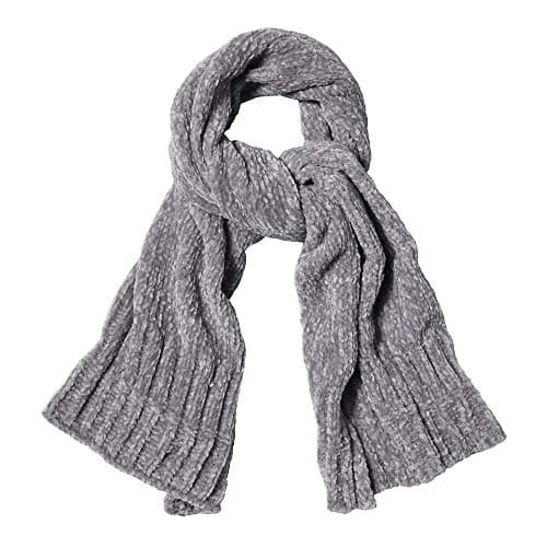 SOJOS Lightweight Ultra Soft Chenille Ribbed Thick Scarf Knit Shawl for Women for Fall Winter Shawl Wrap SC326 with Light Grey