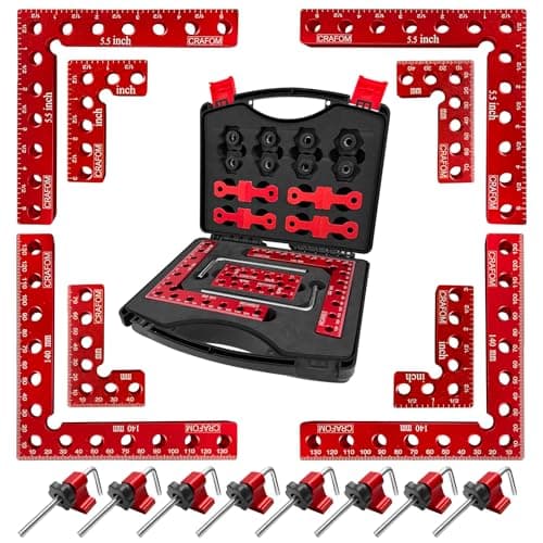 Crafom Corner Clamp for Woodworking, 90 Degree Corner Clamp With Box, Set of 8(3” 5.5”) Aluminum Alloy Right Angle Clamp, Wood Working Tools, Positioning Squares for Frame, Box, Cabinets, Drawers.