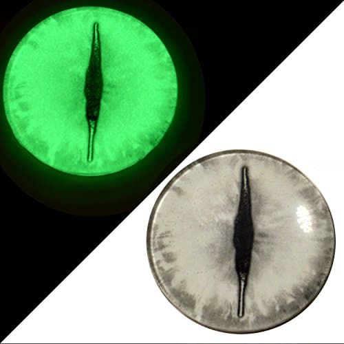 30mm Glow in The Dark Dragon Eyes - Glass Eyes Pair - Peel and Stick Adhesive Backing - for Art Dolls, Jewelry Making, Taxidermy, Scrapbooking, and More