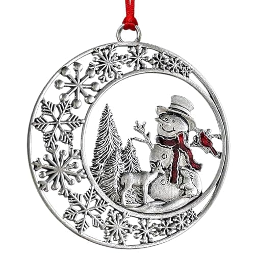Christmas Ornaments 2025, Snowman Ornaments for Christmas Tree, Metal Snowflake Xmas Ornament, Pretty Cute Holiday Ornament, Vintage Snowman Gift