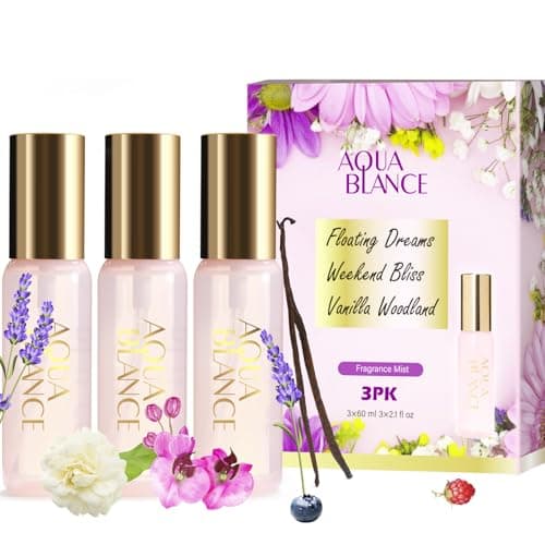 AQUA BLANCE Body Spray Set for Women, Each 60ml/2.1 FlOz, Travel Size Womens Fragrance Body Spray, Three Scents - Vanilla Woodland, Lavender, Jasmine Raspberry