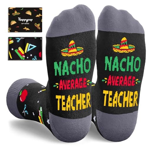 HAPPYPOP 2025 Teacher Appreciation Gifts Ideas - Thank You Last Day of School End of Year Birthday Gifts Funny Socks for Male Female Teachers