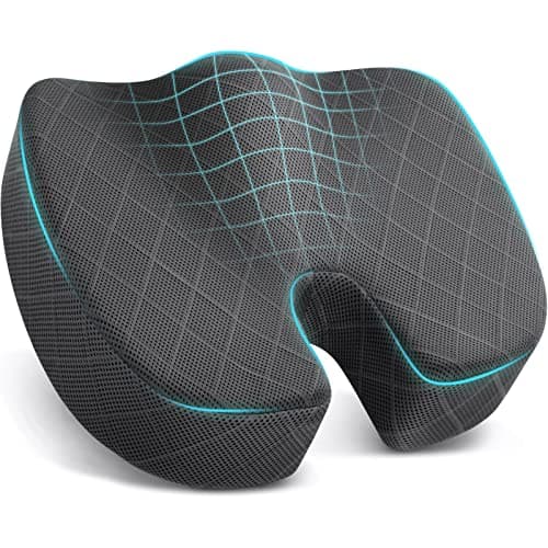 TushGuard Seat Cushion - Memory Foam Cushion for Office Chair, Car Seat, Airplane, Bleacher - Sciatica & Hip & Coccyx Pain Relief Cushions for Long Sitting Office Workers, Car Drivers (Grey, X-Large)